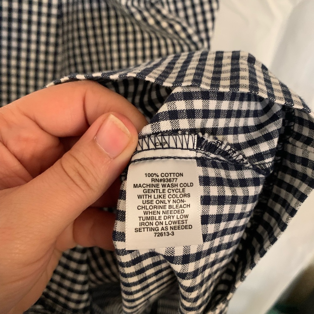 Vintage Liz Claiborne Cotton Dress Black and White Gingham with Puffed Sleeves - Picture 7 of 7